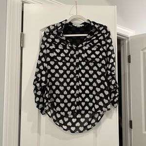 Black and white heart blouse